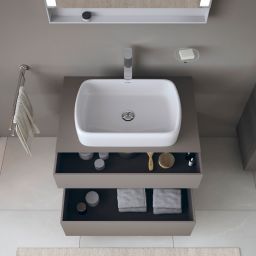 Duravit Qatego szafka 80 cm podumywalkowa wisząca bazalt mat/dąb QA4730030430010