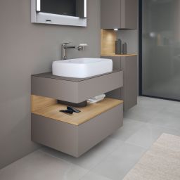 Duravit Qatego szafka 80 cm podumywalkowa wisząca bazalt mat/dąb QA4730030430010