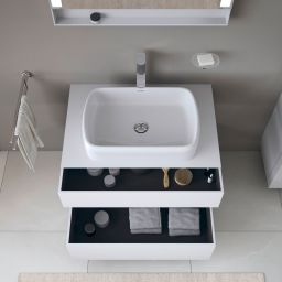 Duravit Qatego szafka 80 cm podumywalkowa wisząca biały mat/grafit QA4730049180010