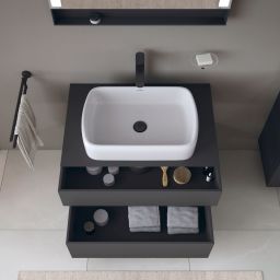 Duravit Qatego szafka 80 cm podumywalkowa wisząca grafit mat/dąb QA4730055490010