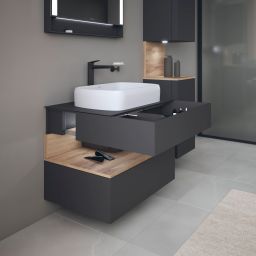 Duravit Qatego szafka 80 cm podumywalkowa wisząca grafit mat/dąb QA4730055490010