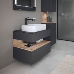 Duravit Qatego szafka 80 cm podumywalkowa wisząca grafit mat/dąb QA4730055490010