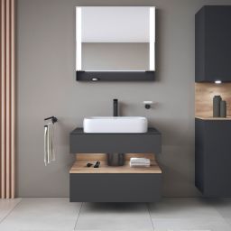 Duravit Qatego szafka 80 cm podumywalkowa wisząca grafit mat/dąb QA4730055490010
