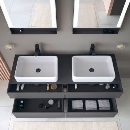 Duravit Qatego szafka 160 cm podumywalkowa wisząca grafit mat/dąb QA4779055490010