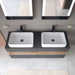 Duravit Qatego szafka 160 cm podumywalkowa wisząca grafit mat/dąb QA4779055490010