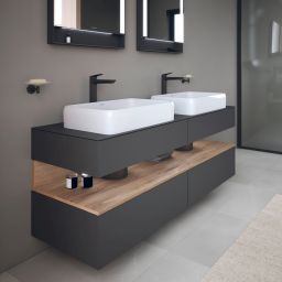 Duravit Qatego szafka 160 cm podumywalkowa wisząca grafit mat/dąb QA4779055490010