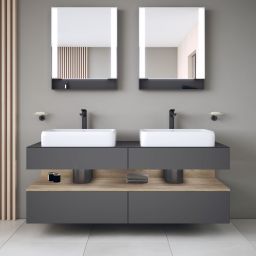 Duravit Qatego szafka 160 cm podumywalkowa wisząca grafit mat/dąb QA4779055490010