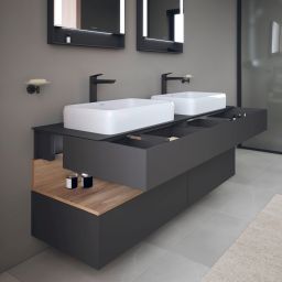 Duravit Qatego szafka 160 cm podumywalkowa wisząca grafit mat/dąb QA4779055490010