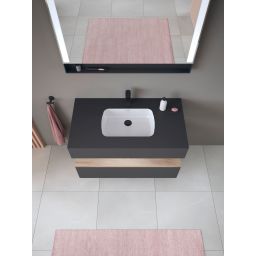 Duravit Qatego umywalka z szafką 100 cm zestaw meblowy grafit mat/dąb QA4786055490010