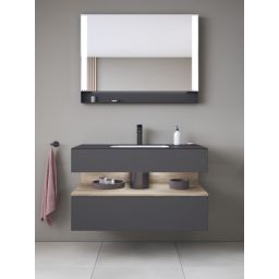 Duravit Qatego umywalka z szafką 100 cm zestaw meblowy grafit mat/dąb QA4786055490010