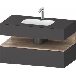 Duravit Qatego umywalka z szafką 100 cm zestaw meblowy grafit mat/dąb QA4786055490010