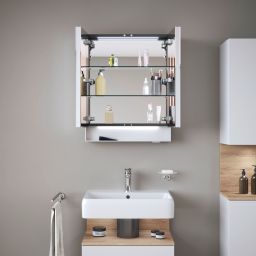Duravit Qatego szafka 60 cm z lustrzana wisząca z oświetleniem LED biały mat QA7150018180010