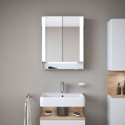 Duravit Qatego szafka 60 cm z lustrzana wisząca z oświetleniem LED biały mat QA7150018180010