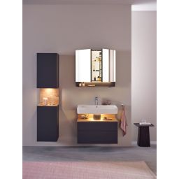 Duravit Qatego szafka 80 cm z lustrzana wisząca z oświetleniem LED grafit mat QA7151049491000