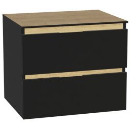 Zestaw Excellent Tuto 2.0 szafka 60 cm podumywalkowa wisząca z blatem czarny-dąb MLEX.2172.K.60.01BL.BKBK