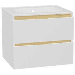 Zestaw Excellent Tuto 2.0 szafka 60 cm podumywalkowa wisząca z umywalką Pik biały-dąb/biały MLEX.2172.K.60.0165.WHWH