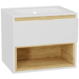 Zestaw Excellent Tuto 2.0 szafka 60 cm podumywalkowa z umywalką As biały-dąb/biały MLEX.2171.K.60.0136.WHWH