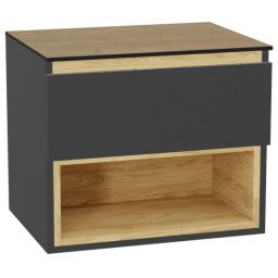 Zestaw Excellent Tuto 2.0 szafka 60 cm podumywalkowa wisząca z blatem szary-dąb MLEX.2171.K.60.01BL.GRGR