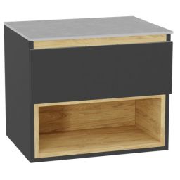 Zestaw Excellent Tuto 2.0 szafka 60 m podumywalkowa wisząca z blatem szary-dąb MLEX.2171.K.60.01SJ.GRGR