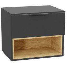 Zestaw Excellent Tuto 2.0 szafka 60 cm podumywalkowa wisząca z blatem szary-dąb MLEX.2171.K.60.021G.GRGR