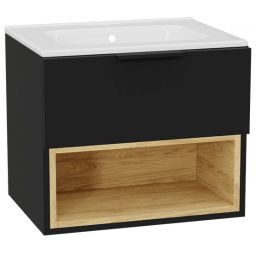 Zestaw Excellent Tuto 2.0 szafka 60 cm podumywalkowa wisząca z umywalką Pik czarny-dąb/biały MLEX.2171.K.60.0265.BKBK