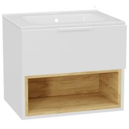 Zestaw Excellent Tuto 2.0 szafka 60 cm podumywalkowa wisząca z umywalką Pik biały-dąb/biały MLEX.2171.K.60.0265.WHWH