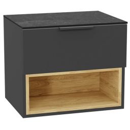 Zestaw Excellent Tuto 2.0 szafka 60 cm podumywalkowa wisząca z blatem szary-dąb-grafit MLEX.2171.K.60.02MA.GRGR