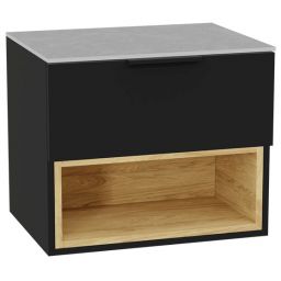 Zestaw Excellent Tuto 2.0 szafka 60 cm podumywalkowa wisząca z blatem czarny-dąb-szary MLEX.2171.K.60.02SJ.BKBK