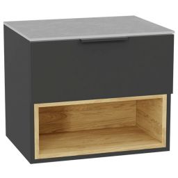 Zestaw Excellent Tuto 2.0 szafka 60 cm podumywalkowa wisząca z blatem szary-dąb MLEX.2171.K.60.02SJ.GRGR