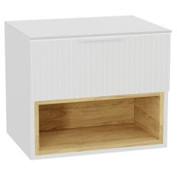 Zestaw Excellent Tuto 2.0 szafka 60 cm podumywalkowa wisząca z blatem biały-dąb MLEX.2171.K.60.031W.WHWH