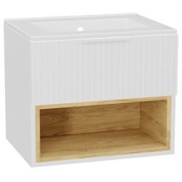 Zestaw Excellent Tuto 2.0 szafka 60 cm podumywalkowa wisząca z umywalką As biały-dąb/biały MLEX.2171.K.60.0336.WHWH