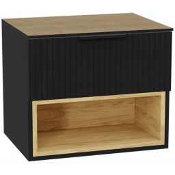 Zestaw Excellent Tuto 2.0 szafka 60 cm podumywalkowa wisząca z blatem czarny-dąb MLEX.2171.K.60.03BL.BKBK