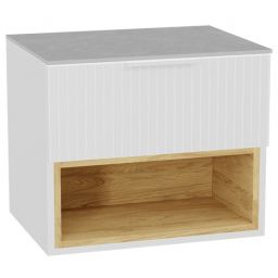 Zestaw Excellent Tuto 2.0 szafka 60 cm podumywalkowa wisząca z blatem biały-dąb-szary MLEX.2171.K.60.03SJ.WHWH