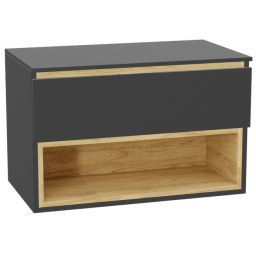 Zestaw Excellent Tuto 2.0 szafka 80 cm podumywalkowa wisząca z blatem szary-dąb MLEX.2171.K.80.011G.GRGR