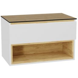 Zestaw Excellent Tuto 2.0 szafka 80 cm podumywalkowa wisząca z blatem biały-dąb MLEX.2171.K.80.01BL.WHWH