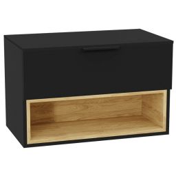 Zestaw Excellent Tuto 2.0 szafka 80 cm podumywalkowa wisząca z blatem czarny-dąb MLEX.2171.K.80.021B.BKBK