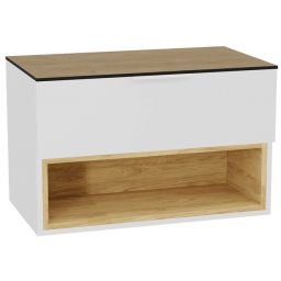 Zestaw Excellent Tuto 2.0 szafka 80 cm podumywalkowa wisząca z blatem biały-dąb MLEX.2171.K.80.02BL.WHWH