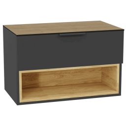 Zestaw Excellent Tuto 2.0 szafka 80 cm podumywalkowa wisząca z blatem szary-dąb MLEX.2171.K.80.02BL.GRGR