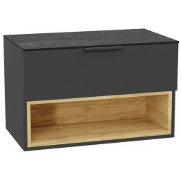 Zestaw Excellent Tuto 2.0 szafka 80 cm podumywalkowa wisząca z blatem szary-dąb-grafit MLEX.2171.K.80.02MA.GRGR