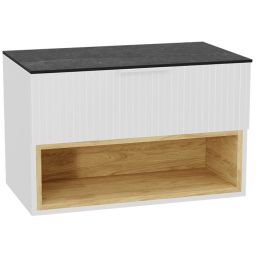 Zestaw Excellent Tuto 2.0 szafka 80 cm podumywalkowa wisząca z blatem biały-dąb-grafit MLEX.2171.K.80.03MA.WHWH