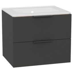 Zestaw Excellent Tuto 2.0 szafka 60 cm podumywalkowa wisząca z umywalką As szary/biały MLEX.2172.K.60.0236.GRGR