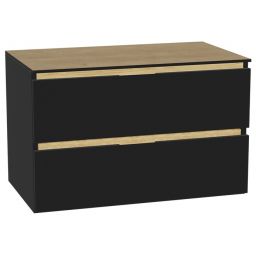 Zestaw Excellent Tuto 2.0 szafka 80 cm podumywalkowa wisząca z blatem czarny-dąb MLEX.2172.K.80.01BL.BKBK