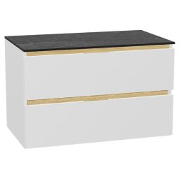 Zestaw Excellent Tuto 2.0 szafka 80 cm podumywalkowa wisząca z blatem biały-dąb-grafit MLEX.2172.K.80.01MA.WHWH