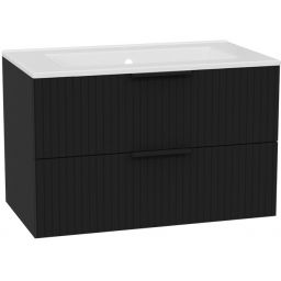 Zestaw Excellent Tuto 2.0 szafka 80 cm podumywalkowa wisząca z umywalką As czarny/biały MLEX.2172.K.80.0336.BKBK