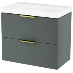 Zestaw Excellent Blanko umywalka z szafką 65 cm i uchwytami meblowymi zielony mat/biały/złoty połysk MLEX.6317.KPL.640.GNGL