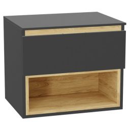 Zestaw Excellent Tuto 2.0 szafka 60 cm podumywalkowa wisząca z blatem szary-dąb MLEX.2171.K.60.011G.GRGR