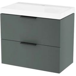 Zestaw Excellent Blanko umywalka z szafką 65 cm i uchwytami meblowymi zielony mat/biały/czarny mat MLEX.6317.KPL.640.GNBL