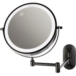 Faneco Como Black lusterko kosmetyczne 20x20 cm okrągłe z oświetleniem czarny mat M200LBSBL