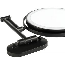 Faneco Como Black lusterko kosmetyczne 20x20 cm okrągłe z oświetleniem czarny mat M200LBSBL