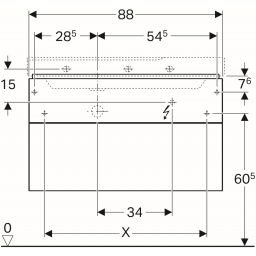 Geberit Xeno2 szafka 88 cm podumywalkowa wisząca biały połysk 500.515.01.1